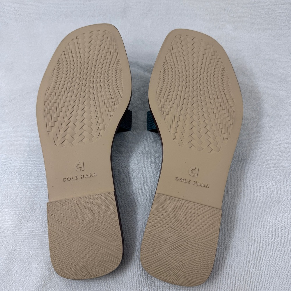 Cole Haan Chrisee Teal Green Lizard Print Leather Slide Sandals W30796 6B - Picture 6 of 9